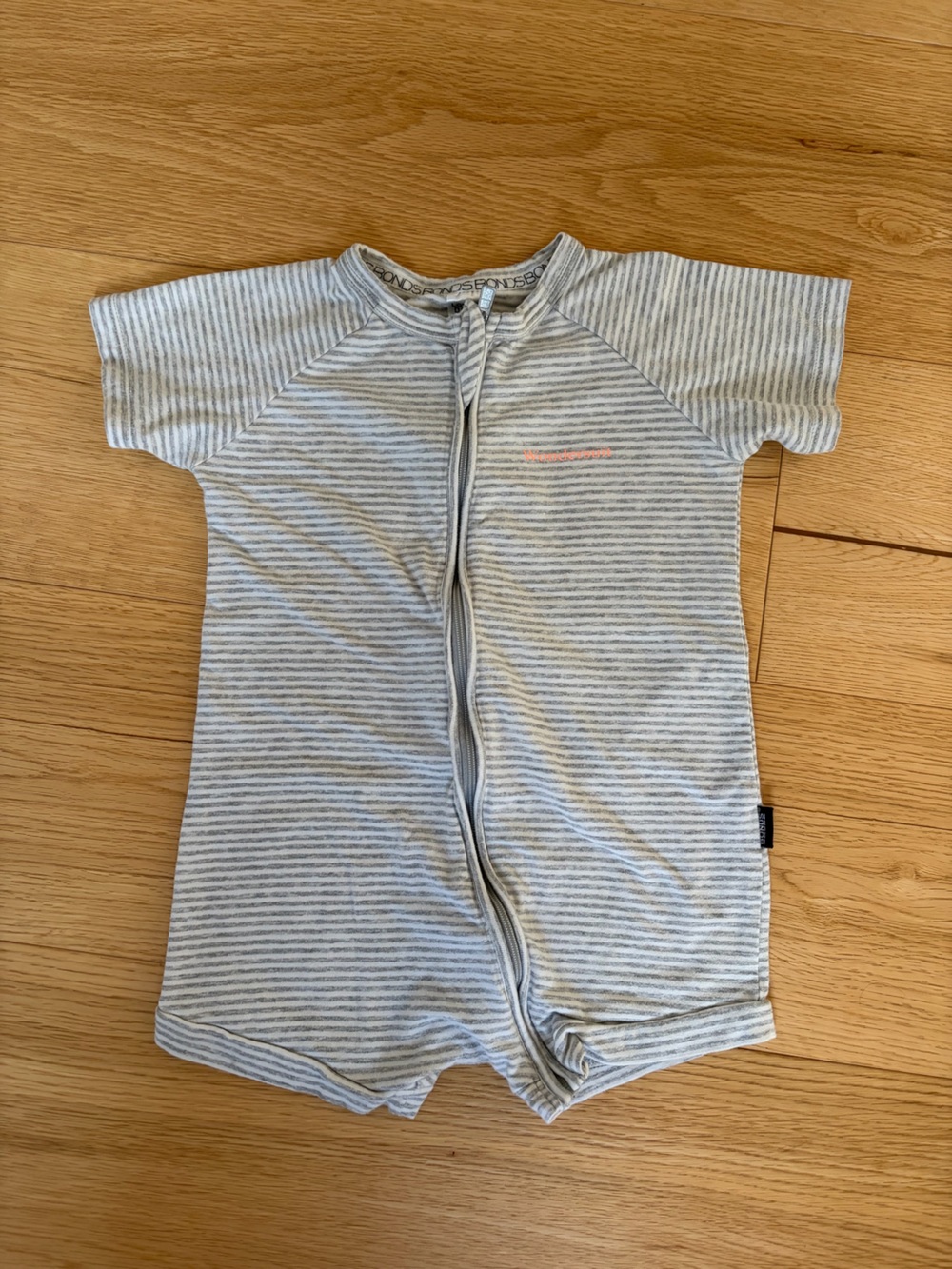 Bonds Gray & White Striped Wondersuit 3T